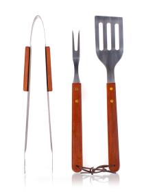 HAPPY GREEN Nářadí grilovací BBQ nerez, dřev.ruk. sada 3díl.