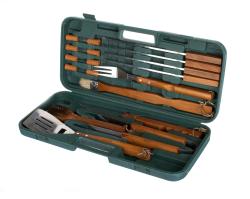 HAPPY GREEN Nářadí grilovací nerez, dřev.ruk., sada 18díl., kufr PH