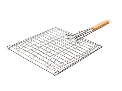 HAPPY GREEN Opékač na 3 ryby 58x25x7cm BBQ, dřev. rukojeť