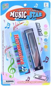 Harmonika foukací kovová 13cm set s papírovou krabičkou (hudební nástroje)