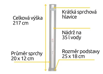 Hawaj Fantasy Rain 35 l | černo-stříbrná solární sprcha