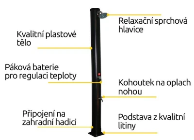 Hawaj Solární sprcha 38 l černá