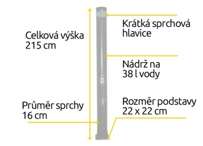 Hawaj Solární sprcha 38 l černá