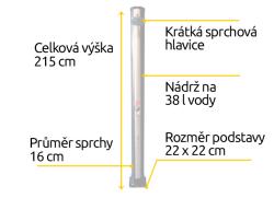 Hawaj Solární sprcha 38 l černo-stříbrná
