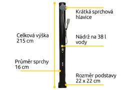 Hawaj solárna sprcha 38 l s ručnou sprchou | čierna