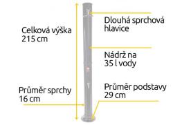 Hawaj Wonder Rain 35 l | stříbrno-černá solární sprcha (VÝPRODEJ)