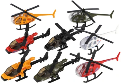 Helikoptéra kovový vrtulník v krabičce 4 druhy 4 barvy