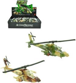 Helikoptéra vojenská 20cm na baterie zpětný chod Světlo Zvuk 2 barvy kov Helikoptéra vojenská 20cm na baterie zpětný chod Světlo Zvuk 2 barvy kov