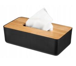 Hit Box na kapesníky s bambusovým víkem 26 x 13 cm černá