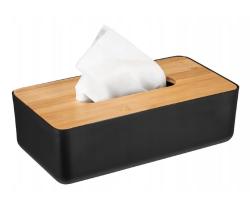 Hit Box na kapesníky s bambusovým víkem 26 x 13 cm černá