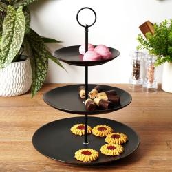 Hit Etažér třípatrový porcelánový 26x34 cm černá