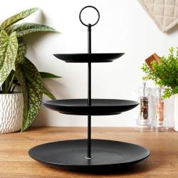 Hit Etažér třípatrový porcelánový 26x34 cm černá