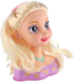 Hlava česací blondýnka velká set s kadeřnickými doplňky v krabici