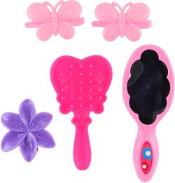 Hlava česací blondýnka velká set s kadeřnickými doplňky v krabici