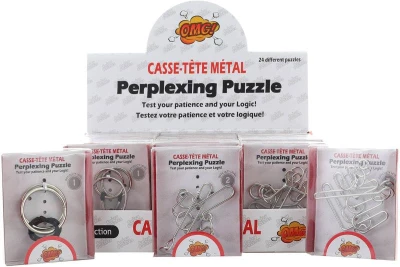 Hlavolam kovový 8-10cm puzzle skládačka 24 druhů v krabičce Hlavolam kovový 8-10cm puzzle skládačka 24 druhů v krabičce