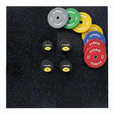 HMS AbiFloor POS15 černá / modrá 2. jakost gumová fitness podlaha
