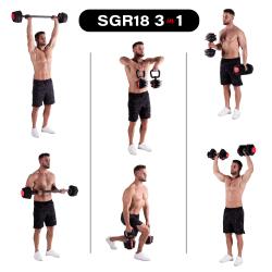 HMS Jednoruční / obouruční variabilní činka SGR18 PRO SET 3v1 40 kg