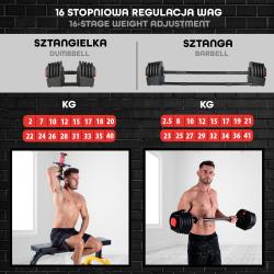 HMS Jednoruční / obouruční variabilní činka SGR40 PRO SET 2v1 40 kg