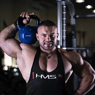 HMS Kettlebell pokrytý vinylem KNV24 24 kg, černý