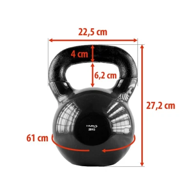 HMS Kettlebell pokrytý vinylem KNV28 28 kg, černý
