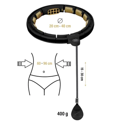 HMS Masážní hula hoop HHM13 se závažím, magnety a počítadlem černá