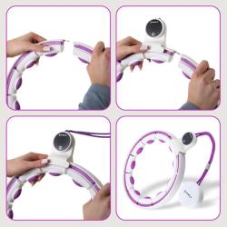 HMS Masážní hula hoop HHM17 se závažím, magnety a počítadlem bílá/fialová