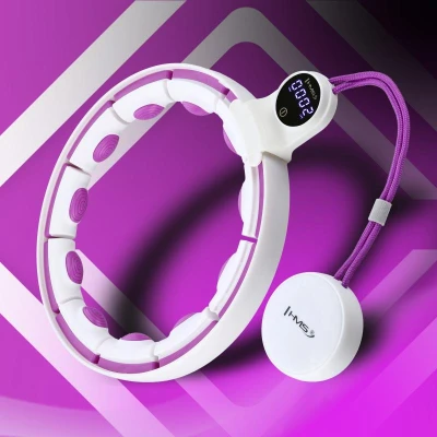 HMS Masážní hula hoop HHM17 se závažím, magnety a počítadlem bílá/fialová