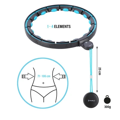 HMS Masážní hula hoop HHM17 se závažím, magnety a počítadlem černá/mátová