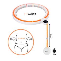 HMS Masážní hula hoop HHM21 se závažím, magnety a počítadlem bílá/oranžová