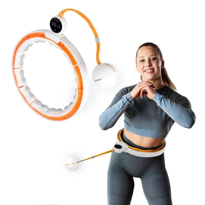 HMS Masážní hula hoop HHM21 se závažím, magnety a počítadlem bílá/oranžová