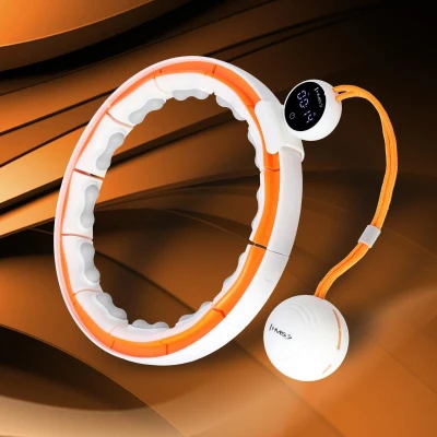 HMS Masážní hula hoop HHM21 se závažím, magnety a počítadlem bílá/oranžová