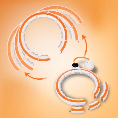 HMS Masážní hula hoop HHM21 se závažím, magnety a počítadlem bílá/oranžová