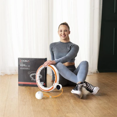 HMS Masážní hula hoop HHM21 se závažím, magnety a počítadlem bílá/oranžová