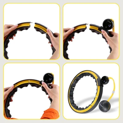 HMS Masážní hula hoop HHM21 se závažím, magnety a počítadlem černá/žlutá (VÝPRODEJ)