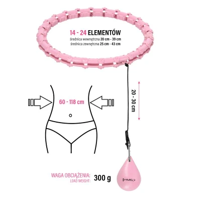 HMS Masážní hula hoop HHW02 se závažím růžová