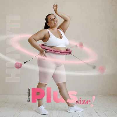 HMS Masážní hula hoop HHW11 PLUS SIZE se závažím růžová (VÝPRODEJ)