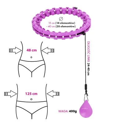 HMS Masážní hula hop HHW12 plus size se závažím fialová