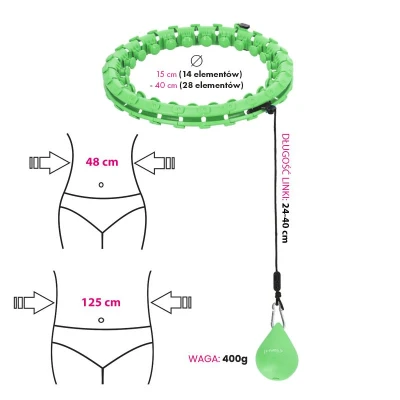 HMS Masážní hula hoop HHW12 plus size se závažím zelená
