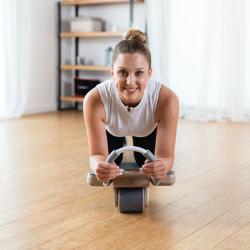 HMS Posilovací válec na břicho KA08 hnědý s automatickým odskokem