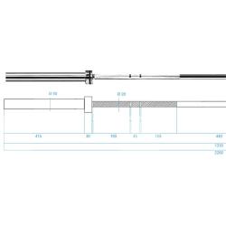 HMS PREMIUM Olympijská osa GO901 220 cm x 50 mm + rychlouzávěry ZG1500