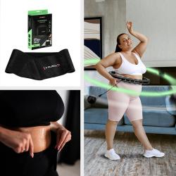 HMS Sada černé masážní Hula Hoop se závažím HHW11 a zeštíhlujícího bederního pásu HMS BR163 PLUS SIZE