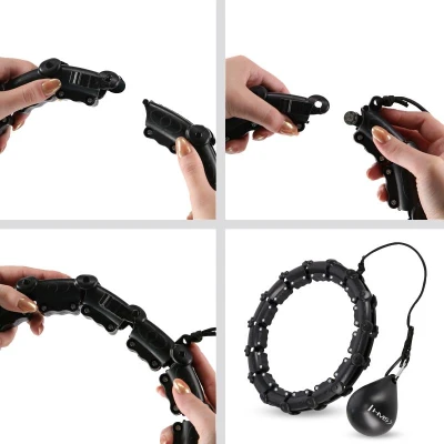 HMS Sada černé masážní Hula Hoop se závažím HHW11 a zeštíhlujícího bederního pásu HMS BR163 PLUS SIZE