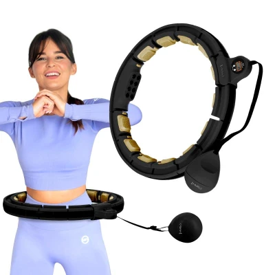 HMS Sada masážní hula hoop HHM13 se závažím, magnety a počítadlem a zeštíhlujícího pásu BR163 černá