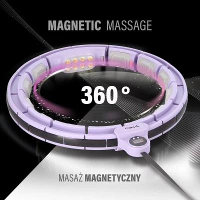 HMS Sada masážní hula hoop HHM13 se závažím, magnety a počítadlem a zeštíhlujícího pásu BR163 fialová