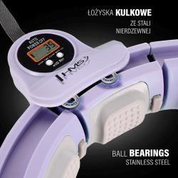 HMS Sada masážní hula hoop HHM13 se závažím, magnety a počítadlem a zeštíhlujícího pásu BR163 fialová