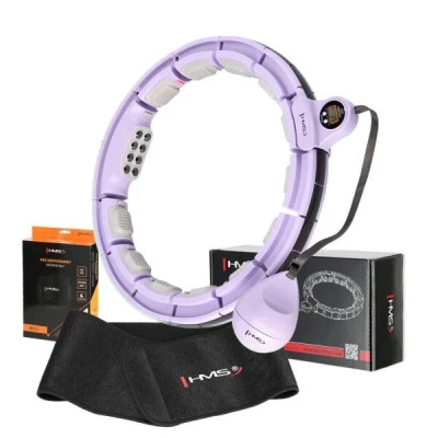 HMS Sada masážní hula hoop HHM13 se závažím, magnety a počítadlem a zeštíhlujícího pásu BR163 fialová (VÝPRODEJ)