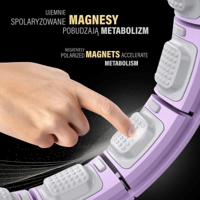 HMS Sada masážní hula hoop HHM13 se závažím, magnety a počítadlem a zeštíhlujícího pásu BR163 fialová (VÝPRODEJ)