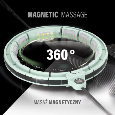 HMS Sada masážní hula hoop HHM13 se závažím, magnety a počítadlem a zeštíhlujícího pásu BR163 zelená