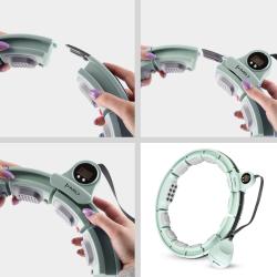 HMS Sada masážny hula hoop HHM13 so závažím, magnetmi a počítadlom a zoštíhľujúceho pásu BR163 zelená