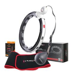 HMS Sada masážny hula hoop HHM15 čierna so závažím, magnetmi a počítadlom a zoštíhľujúceho pásu BR163